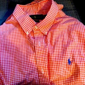 Ralph Lauren orange plaid button down dress shirt